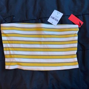 Womens Large Forever 21 Primarily Yellow and White Tube Top